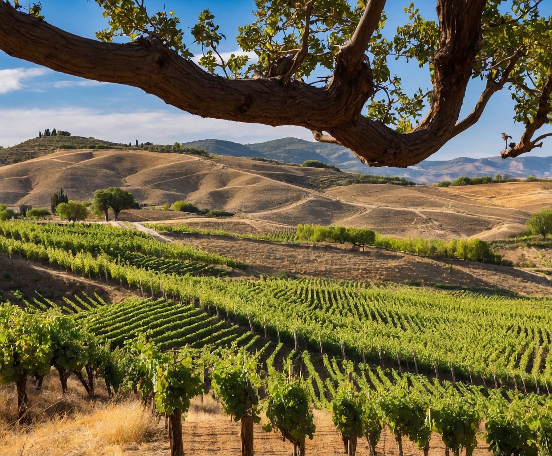 Vista aérea de viñedos en el Valle de Rioja